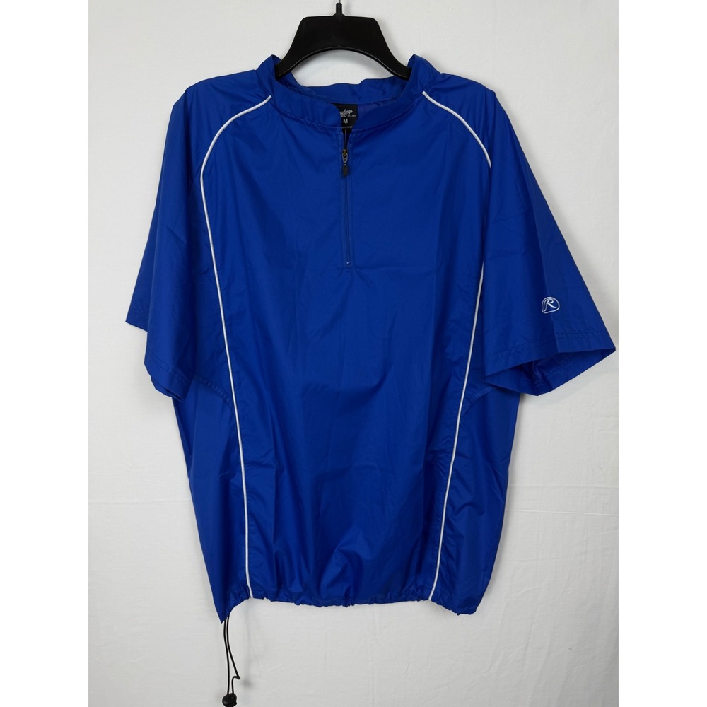 Rawlings 1/4 Zip Windbreaker Cage Jacket Mens M Blue Short Sleeve RP9702
